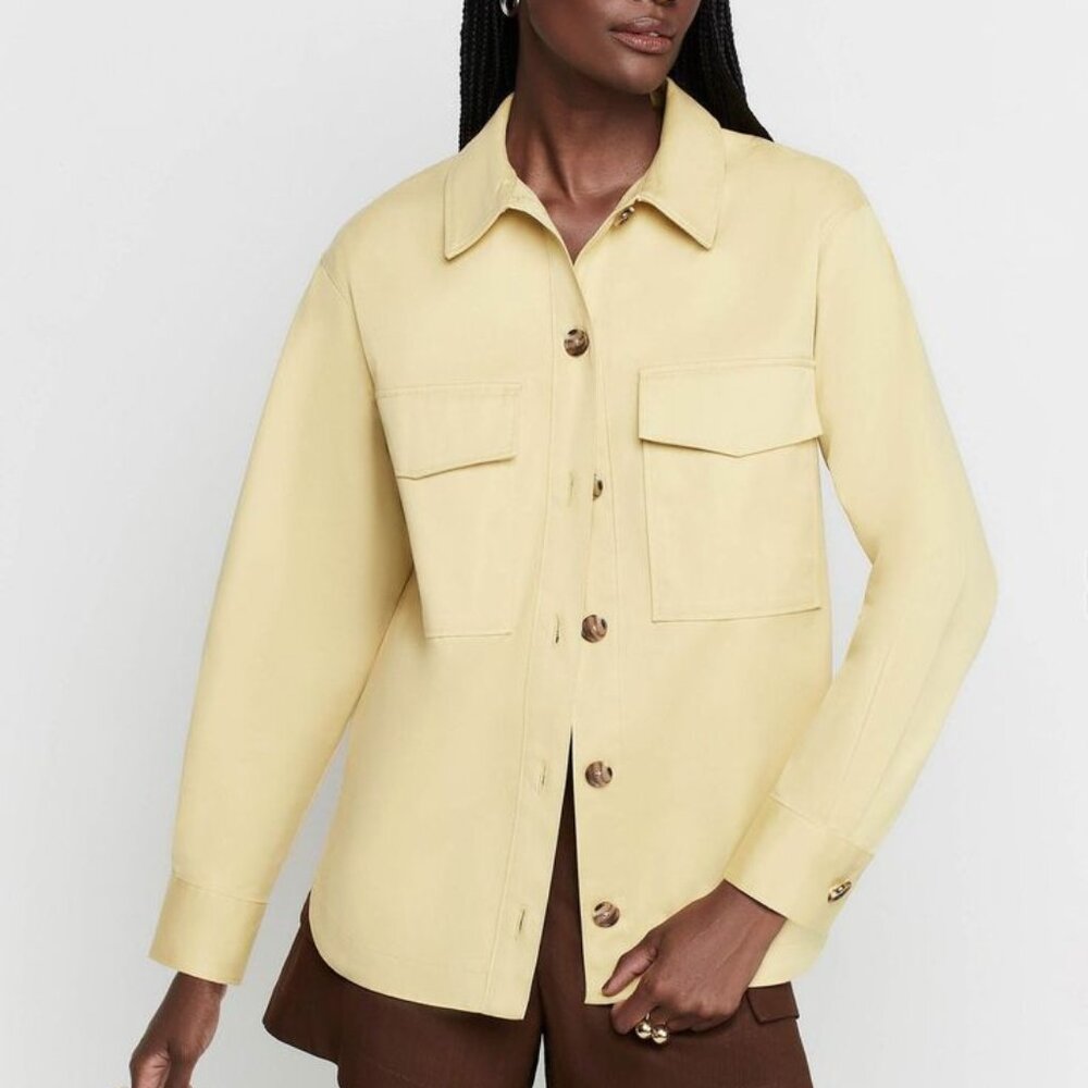NWT Wilfred Free  The Ganna merino wool yellow oversized  woman  shirt size XS/S